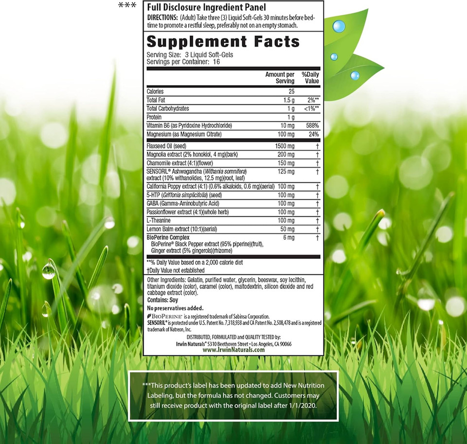 Irwin Naturals Power To Sleep Pm Melatonin-Free - 50 Liquid Soft-Gels - Blend Of Sensoril, Magnolia, Chamomile & More - 16 Total Servings