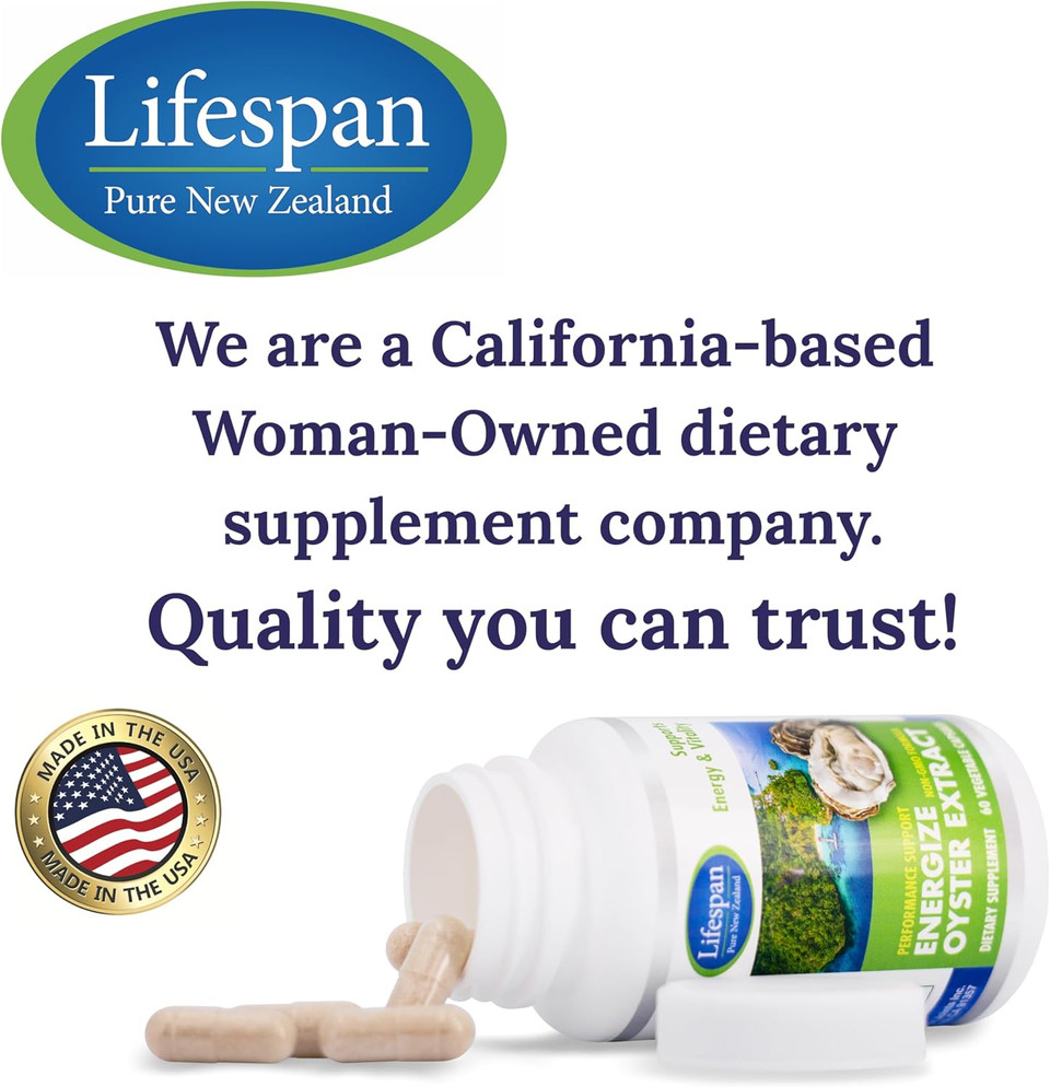 Energize Oyster Extract Supplement For Men & Women - Zinc, Taurine, Amino Acids - Supports Energy And Wellsness, Manufactured In Usa, 500 Mg, 60 Vegetable Capsules