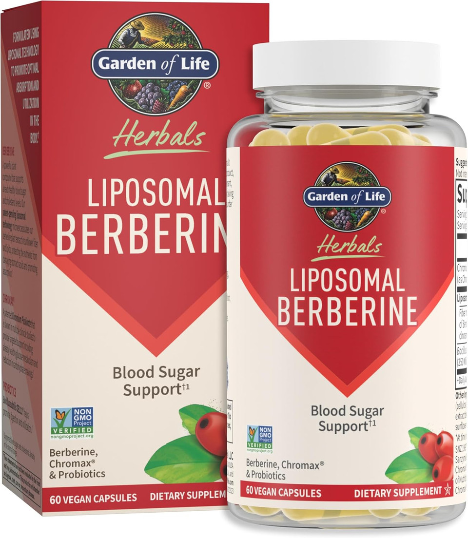 Garden Of Life Liposomal Berberine And Chromium Picolinate For Already Healthy Blood Sugar, Glucose Metabolism And CholesterolProbiotics For Easy DigestionNon Gmo, Gluten Free, Kosher, 30 Servings