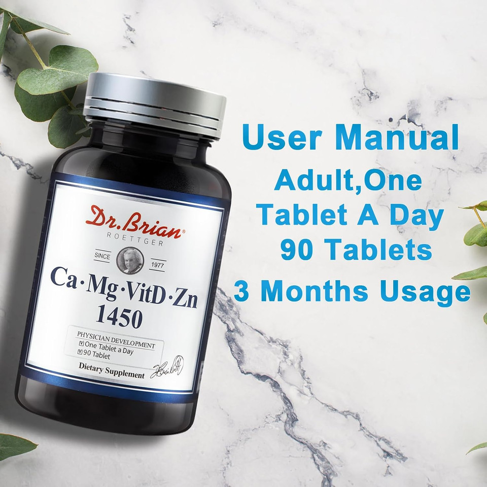 Dr. Brian Calcium Supplement Supports Bone Strength, Calcium Magnesium Zinc With Vitamin D3 & Multiminerals Help Teeth Health, Magnesium Supplement, Non-Gmo, Soy And Gluten Free (90 Tablets)