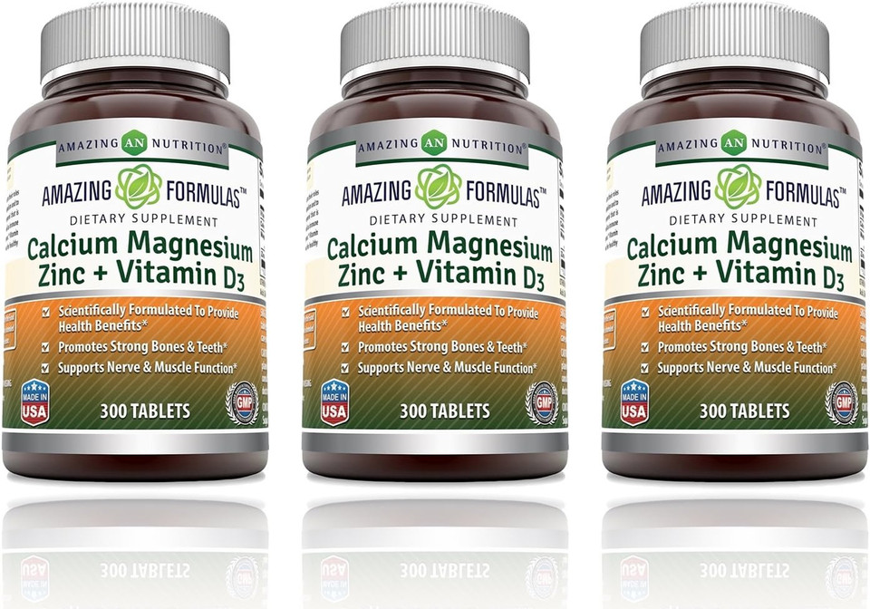Amazing Formulas Calcium Magnesium Zinc + D3 Supplement | 150 Tablets | Non-Gmo | Gluten-Free | Made In Usa Amazing Formulas Calcium Magnesium Zinc + D3 Supplement | 150 Tablets | Non-Gmo | Gluten-Free | Made In Usa