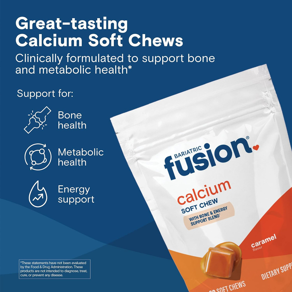 Bariatric Fusion Bariatric Calcium Supplement Chews | Calcium Citrate With Vitamin D3 Bariatric Vitamin | Sugar Free Chewable | 500Mg | Vanilla | 60 Count