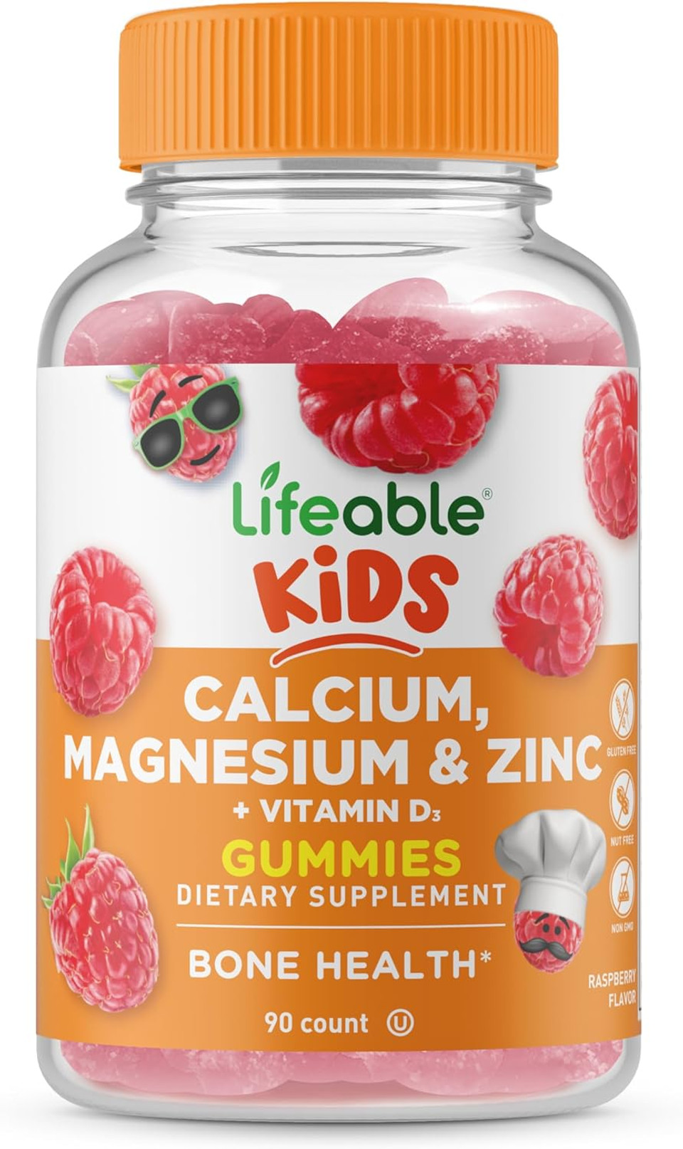 Lifeable Kids Calcium Magnesium Zinc Gummies | Calcium With Vitamin D3 | Great Tasting Calcium Supplements For Kids | Calcium Gummies For Bone Health | 90 Gummies