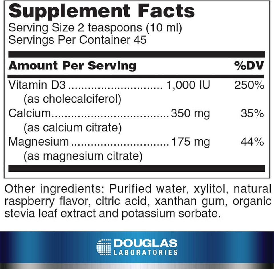 Douglas Laboratories Liquid Cal/Mag/D | Essential Nutrients For Bone Health - 15 Fl. Oz. | Raspberry Flavor