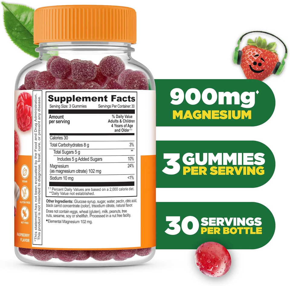 Lifeable Magnesium Gummies For Kids | 900Mg Magnesium Citrate | Great Tasting Kids Magnesium Supplement | Gluten Free Muscle Support And Stress Relief Chewable | 90 Gummies Lifeable Magnesium Gummies For Kids | 900Mg Magnesium Citrate | Great Tasting Kids Magnesium Supplement | Gluten Free Muscle Support And Stress Relief Chewable | 90 Gummies