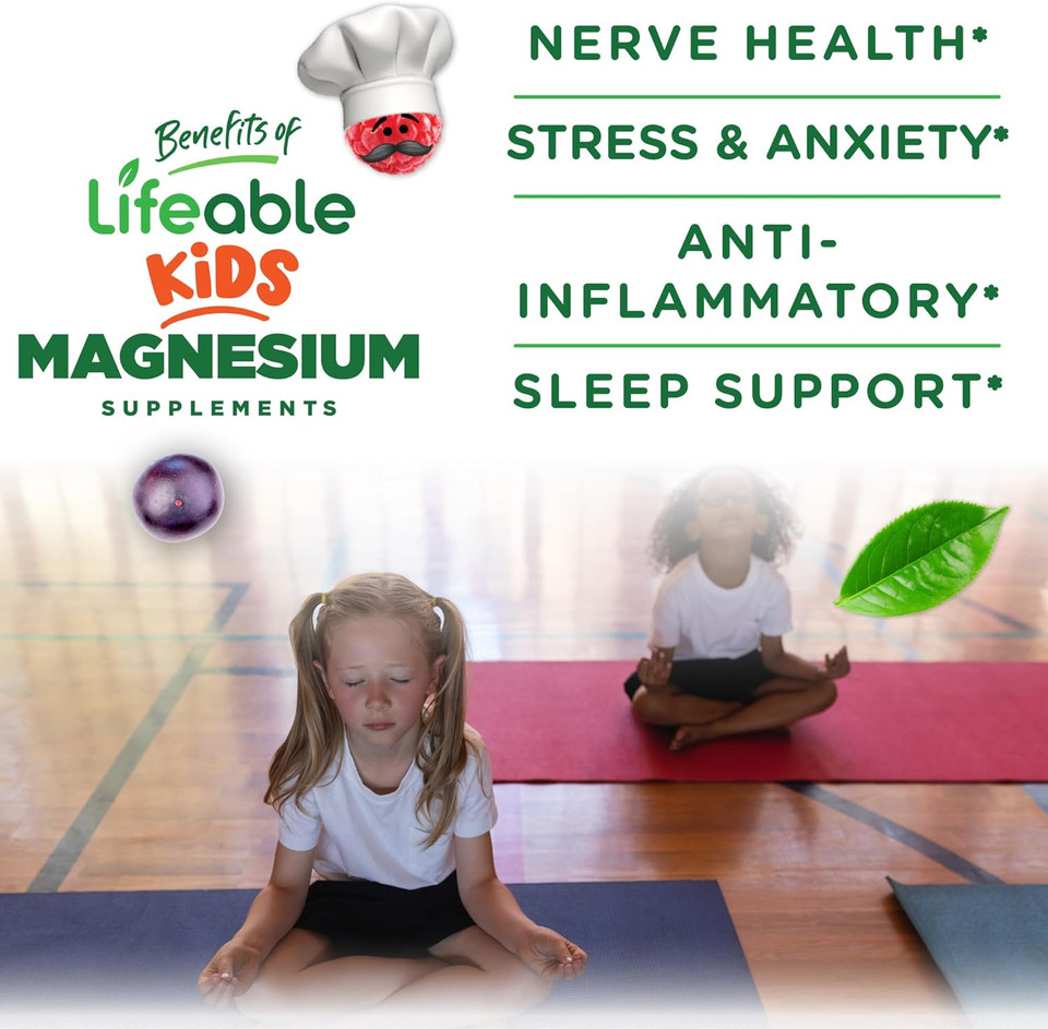 Lifeable Magnesium Gummies For Kids | 900Mg Magnesium Citrate | Great Tasting Kids Magnesium Supplement | Gluten Free Muscle Support And Stress Relief Chewable | 90 Gummies Lifeable Magnesium Gummies For Kids | 900Mg Magnesium Citrate | Great Tasting Kids Magnesium Supplement | Gluten Free Muscle Support And Stress Relief Chewable | 90 Gummies