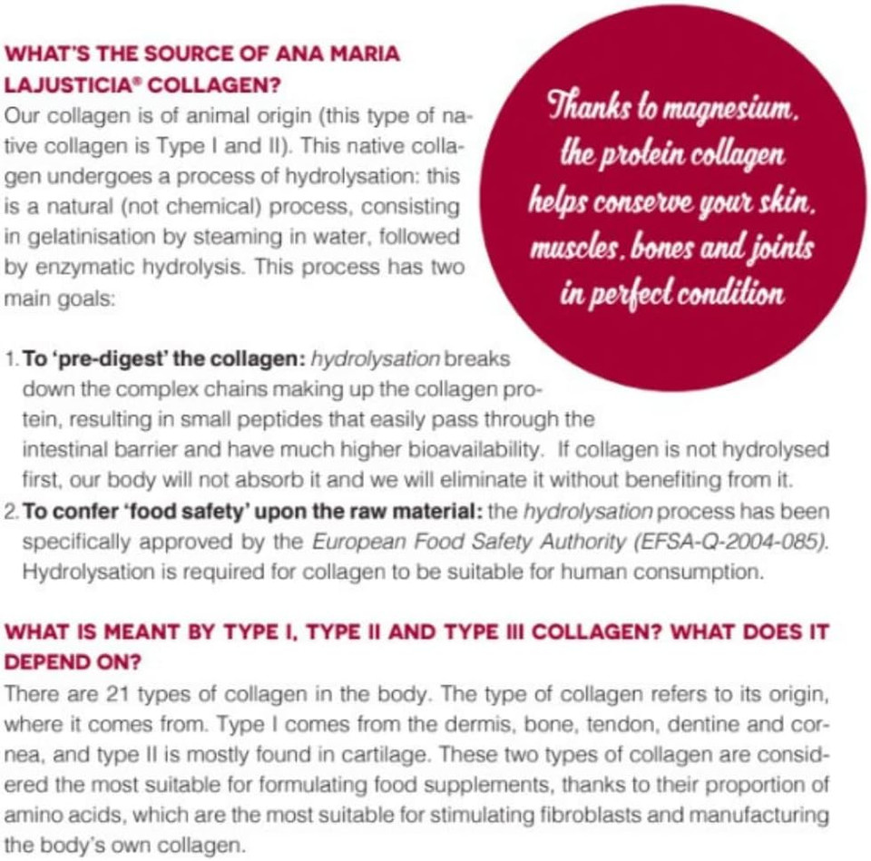 Ana Maria Lajusticia Collagen With Magnesium 180 Tabs - Healthy Teeth, Skin & Bones - Energy-Full - Gluten-Free - Easy-To-Use - Rejuvenates Your Skin & Strengthens Nervous System - From Spain Ana Maria Lajusticia Collagen With Magnesium 180 Tabs - Healthy Teeth, Skin & Bones - Energy-Full - Gluten-Free - Easy-To-Use - Rejuvenates Your Skin & Strengthens Nervous System - From Spain