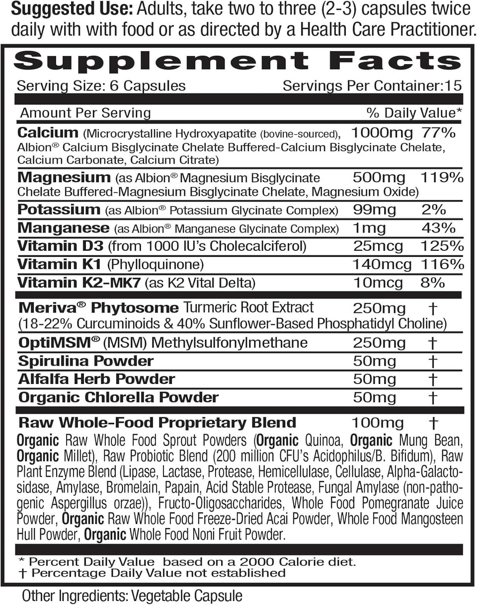 Emerald Labs Osteo Bone Health - Immune Support & Bone & Joint Supplement With Vitamin D3, K2, Calcium, Magnesium, Optimsm, Meriva Phytosome & More - 90 Vegetable Capsules