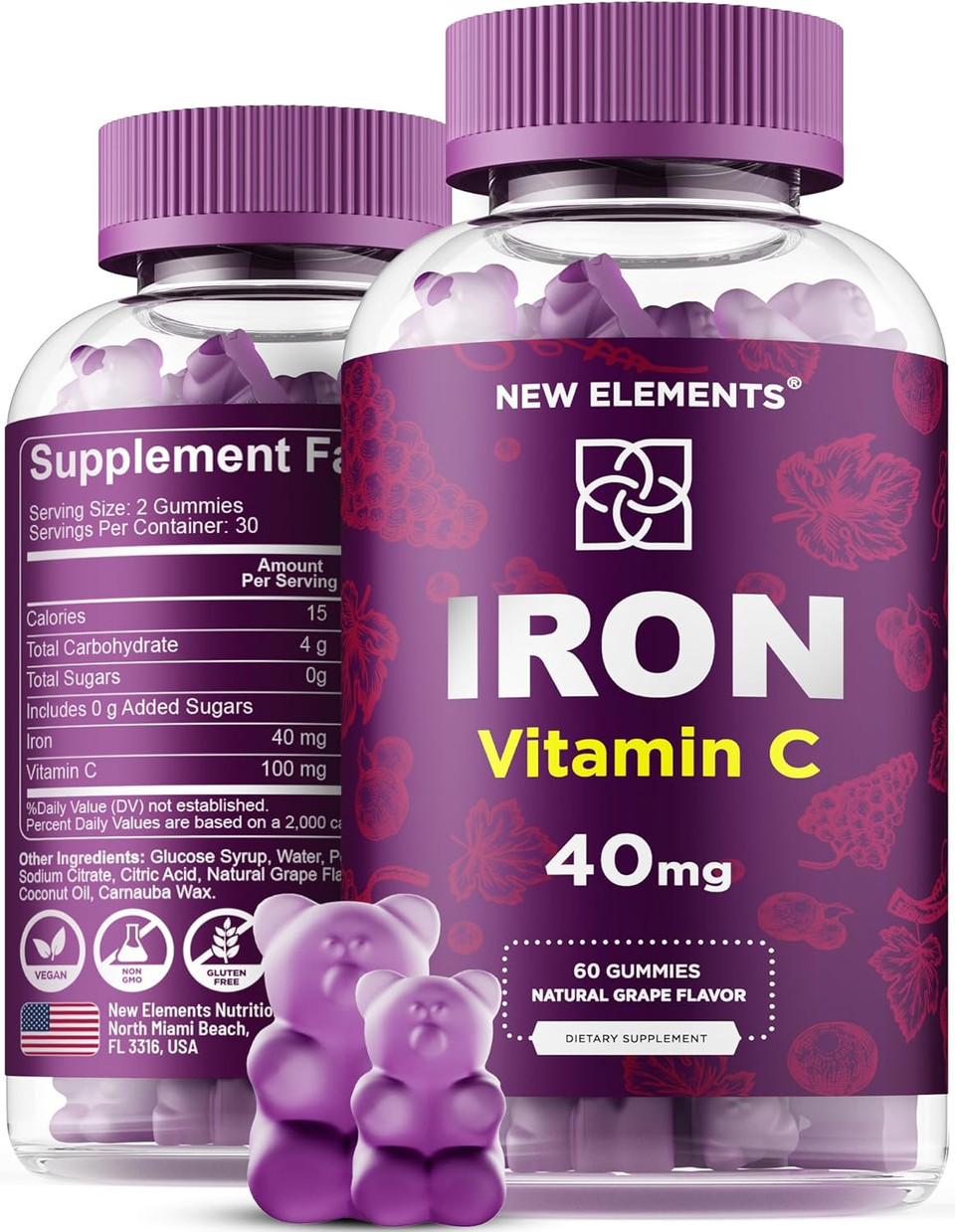Iron Gummies 40Mg With Vitamin C 100Mg  Best Iron Supplement For Women, Men & Adults  Free Blood Builder For Anemia  Immune Support & Energy Booster | Fruit Pectin | Vegan | Non-Gmo Iron Gummies 40Mg With Vitamin C 100Mg  Best Iron Supplement For Women, Men & Adults  Free Blood Builder For Anemia  Immune Support & Energy Booster | Fruit Pectin | Vegan | Non-Gmo