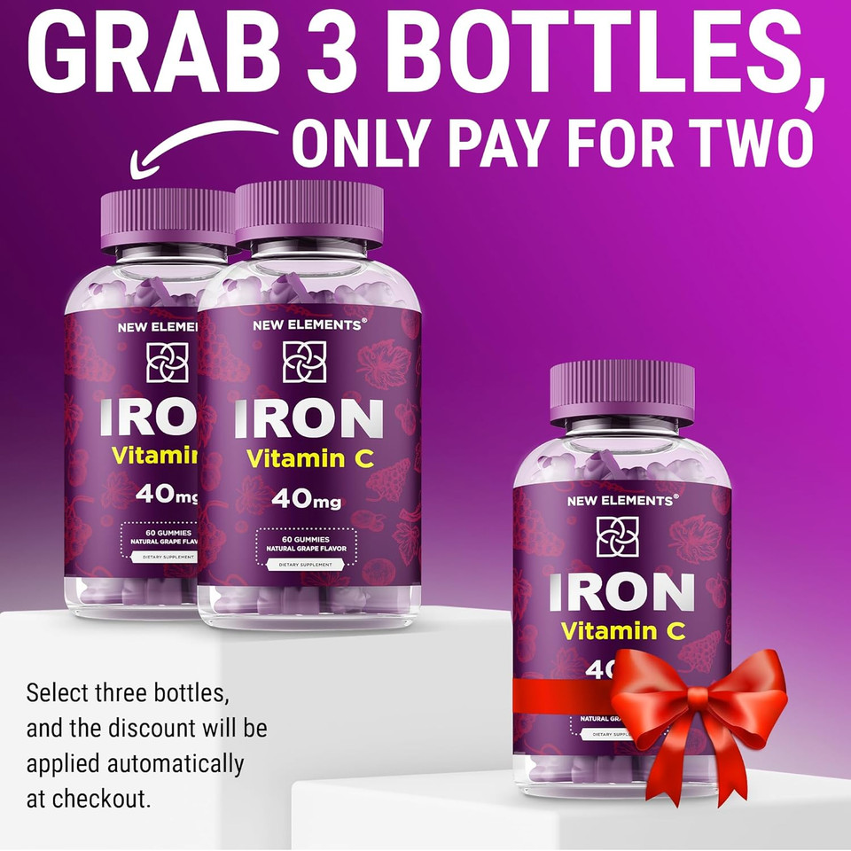 Iron Gummies 40Mg With Vitamin C 100Mg  Best Iron Supplement For Women, Men & Adults  Free Blood Builder For Anemia  Immune Support & Energy Booster | Fruit Pectin | Vegan | Non-Gmo Iron Gummies 40Mg With Vitamin C 100Mg  Best Iron Supplement For Women, Men & Adults  Free Blood Builder For Anemia  Immune Support & Energy Booster | Fruit Pectin | Vegan | Non-Gmo