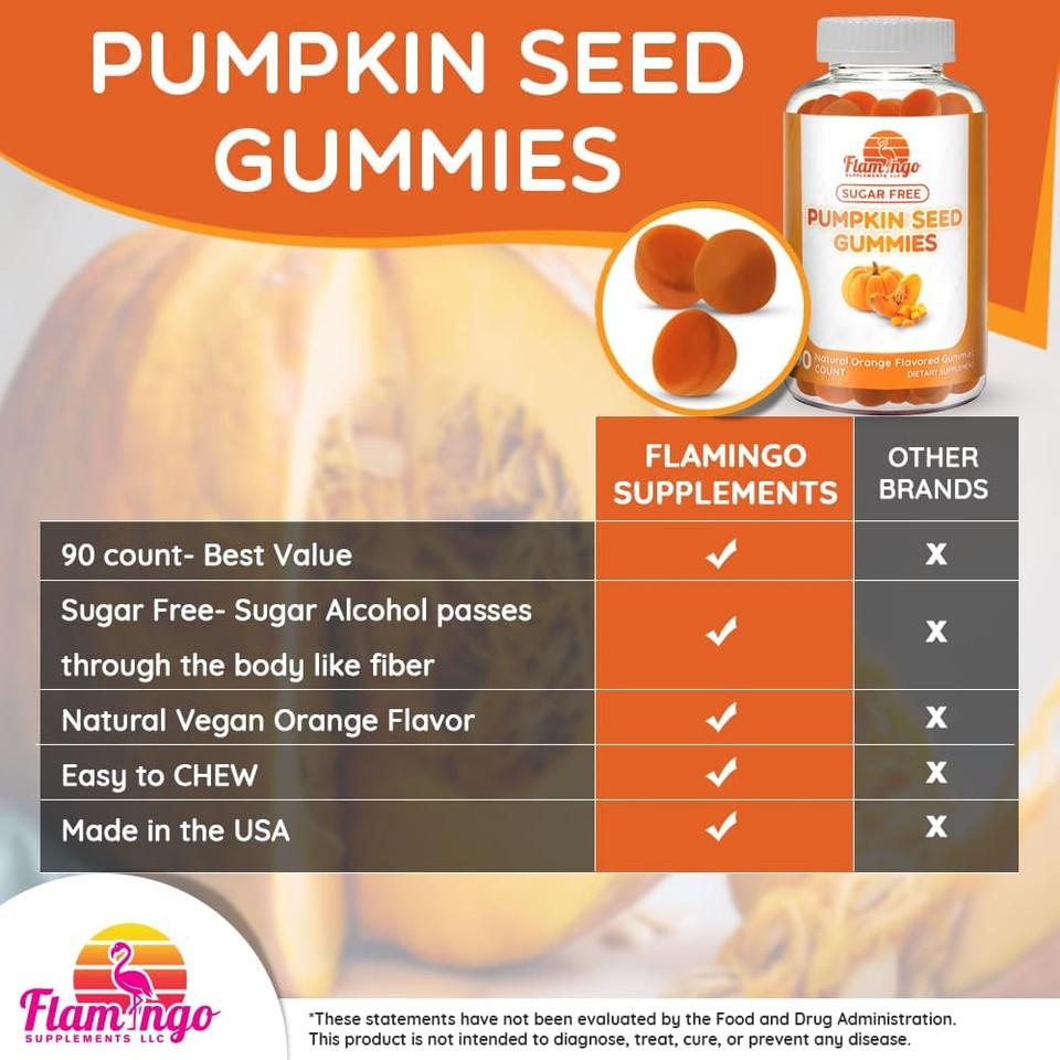 Pumpkin Seed Oil Gummies Sugar-Free Naturally Flavored- Pumpkin Seed Oil For Hair Growth, Bladder, Urinary Tract Support, Young Skin Supplement - Vegan, Halal Pumpkin Seed Extract- 90 Count