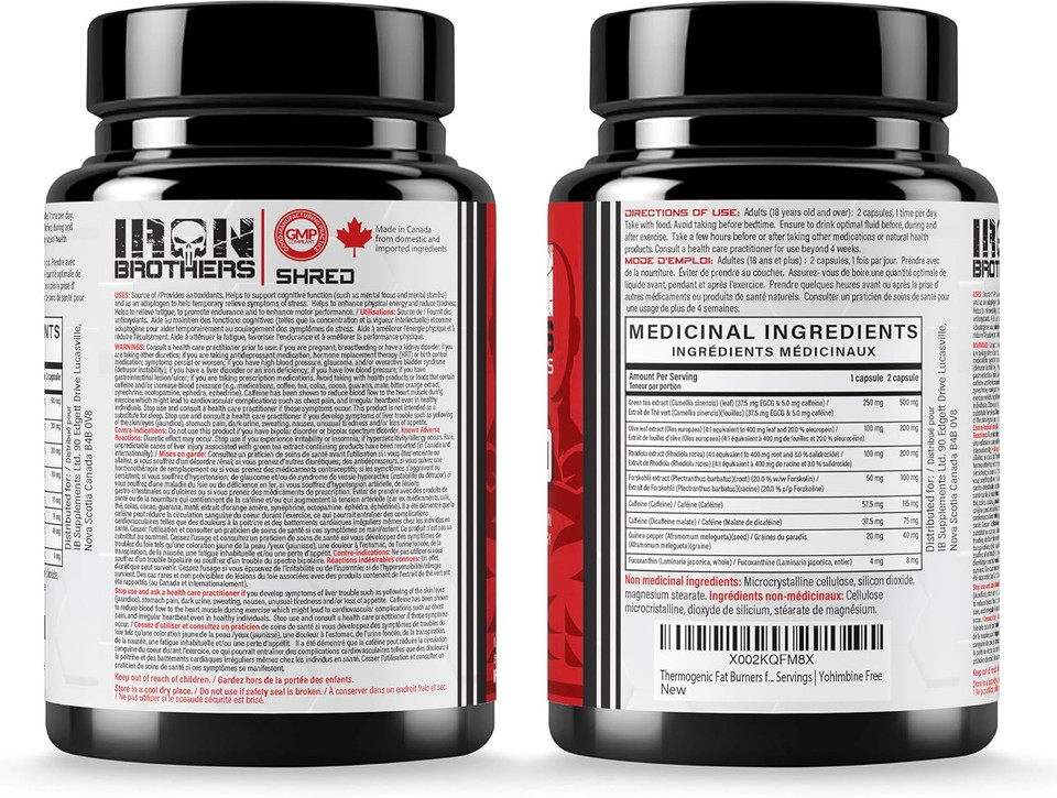 Iron Brothers Supplements Shred For Men & Women | Strong Appetite Suppressant For Weight Loss Management | Supports Cognitive Function Promotes Endurance Increases Energy - Fat Burner - Reduce Craving Iron Brothers Supplements Shred For Men & Women | Strong Appetite Suppressant For Weight Loss Management | Supports Cognitive Function Promotes Endurance Increases Energy - Fat Burner - Reduce Craving