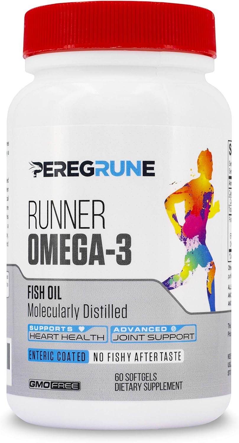 Runner Omega 3 Fish Oil  Triple Strength Nutritional Sport Supplement - Helps Support Heart & Joint Health For Running With Omega- Epa & Dha - 1000 Mg, 1 Month Capsules For Men And Women