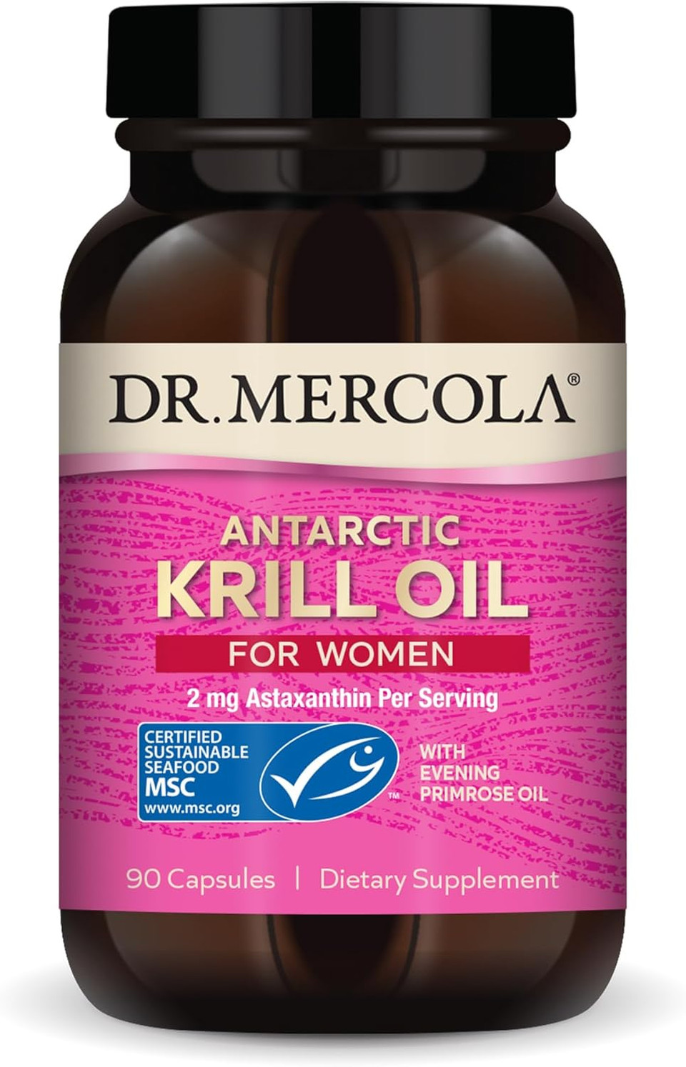 Dr. Mercola Krill Oil For Women - 2 Mg Astaxanthin - Msc Certified Sustainable - Supports Brain, Skin & Immune Systems - With Omega-3S - Non-Gmo, Gluten-Free & Soy-Free - 90 Capsules (30 Servings)