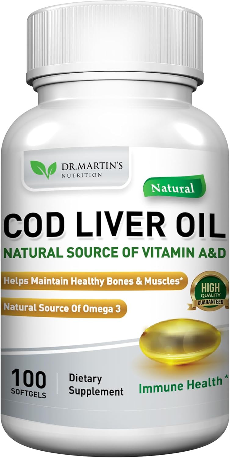 Cod Liver Oil | 300 Softgels | Natural Source Of Omega 3 Fatty Acids | Triple Strength | Best Immune Health, Healthy Bones & Muscles Dietary Supplement |