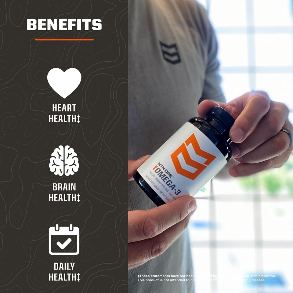 Mtn Ops Omega 3 Fish Oil Supplement, 1000Mg Fatty Acid Softgels For Healthy Heart, Joint & Bone Health, 30 Servings