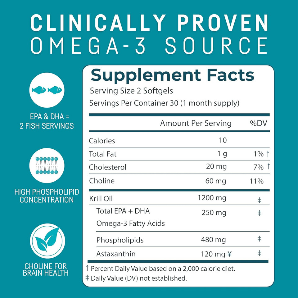 Kori Krill Oil Omega 3 Superior Absorption Oil Supplement, Epa & Dha, 600 Mg, 180 Softgels