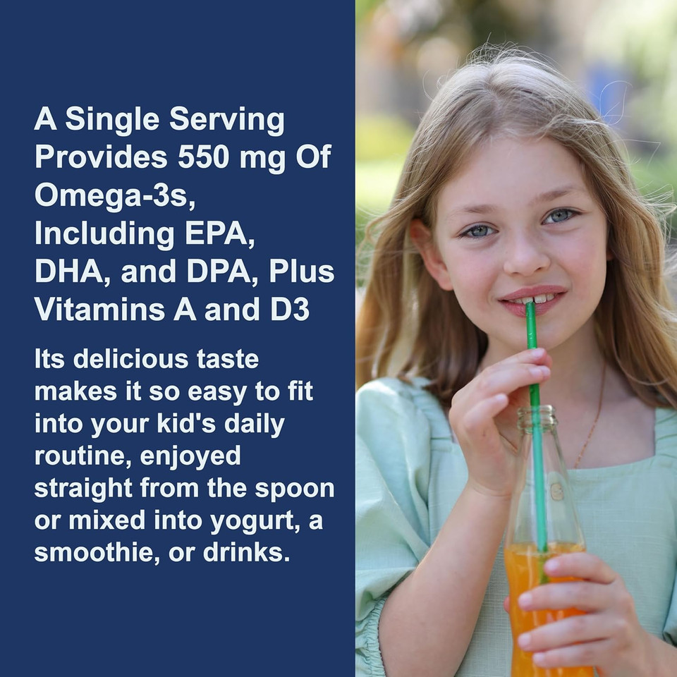 Carlson - Kid'S Cod Liver Oil, 550 Mg Omega-3S, Vitamins A & D3, Wild Norwegian, Lemon, 250 Ml