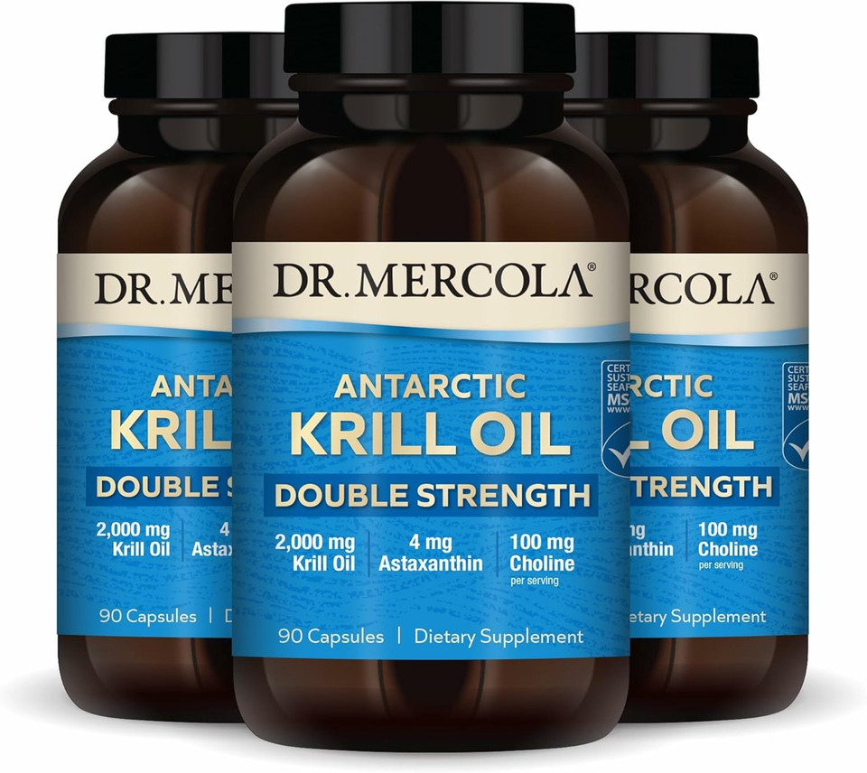 Dr. Mercola Antarctic Krill Oil Double Strength - 2,000 Mg - Omega-3 Supplement With Epa & Dha - Supports Brain, Heart, Joint & Immune Health - Gmo-Free & Gluten-Free - 270 Capsules (90 Servings)