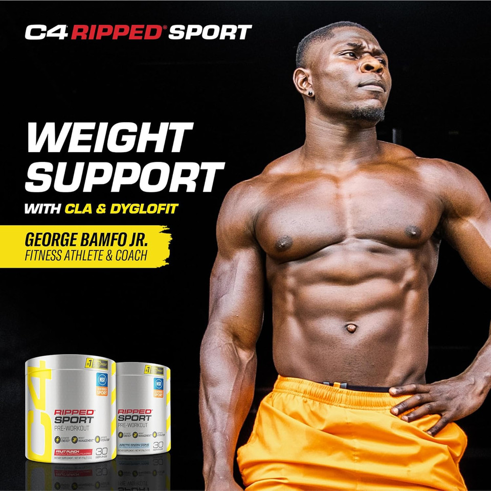 Cellucor C4 Ripped Sport Pre Workout Powder Fat Burner - Nsf Certified For Sport + Sugar Free Preworkout Energy Supplement For Men & Women - 135Mg Caffeine + Weight Loss - Fruit Punch, 30 Servings
