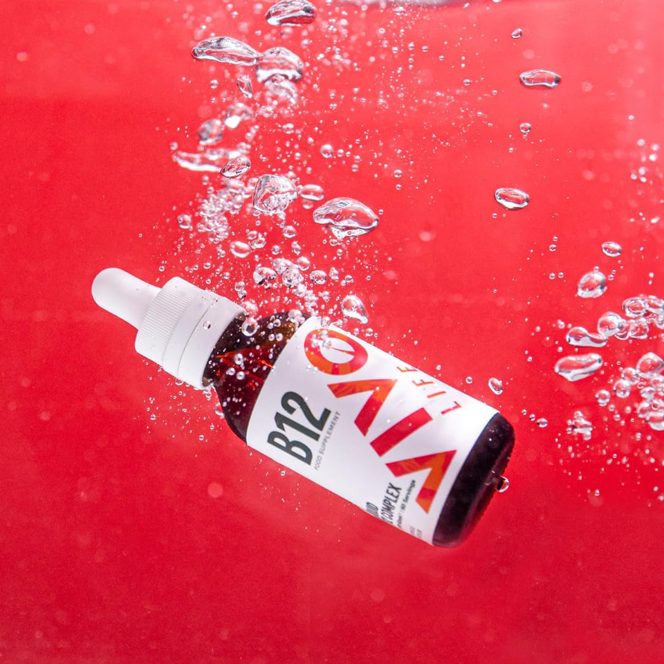 Vivo Life - Vitamin B12 Complex, High Potency Health Supplement, Orange Flavor Liquid Drops, 60Ml, 60 Servings