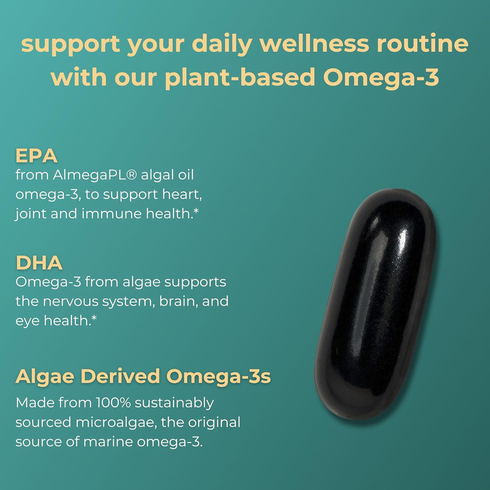 Iwi Omega-3, 30 Softgels (30 Servings), Vegan Plant-Based Algae Omega 3 With Epa + Dha, Whole-Body Support Dietary Supplement, Krill & Fish Oil Alternative, No Fishy Aftertaste