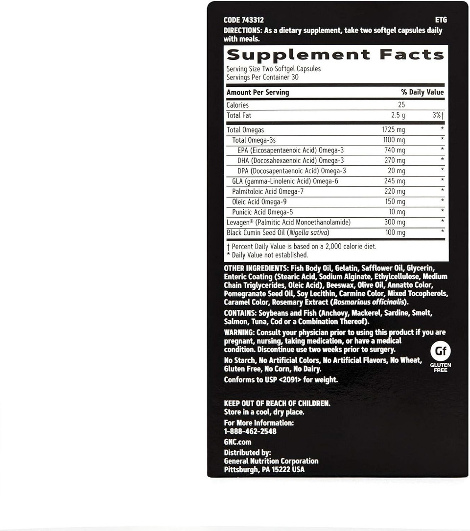Gnc Amp Complete Omega, Supports Heart, Joint, Brain Health, 60 Count