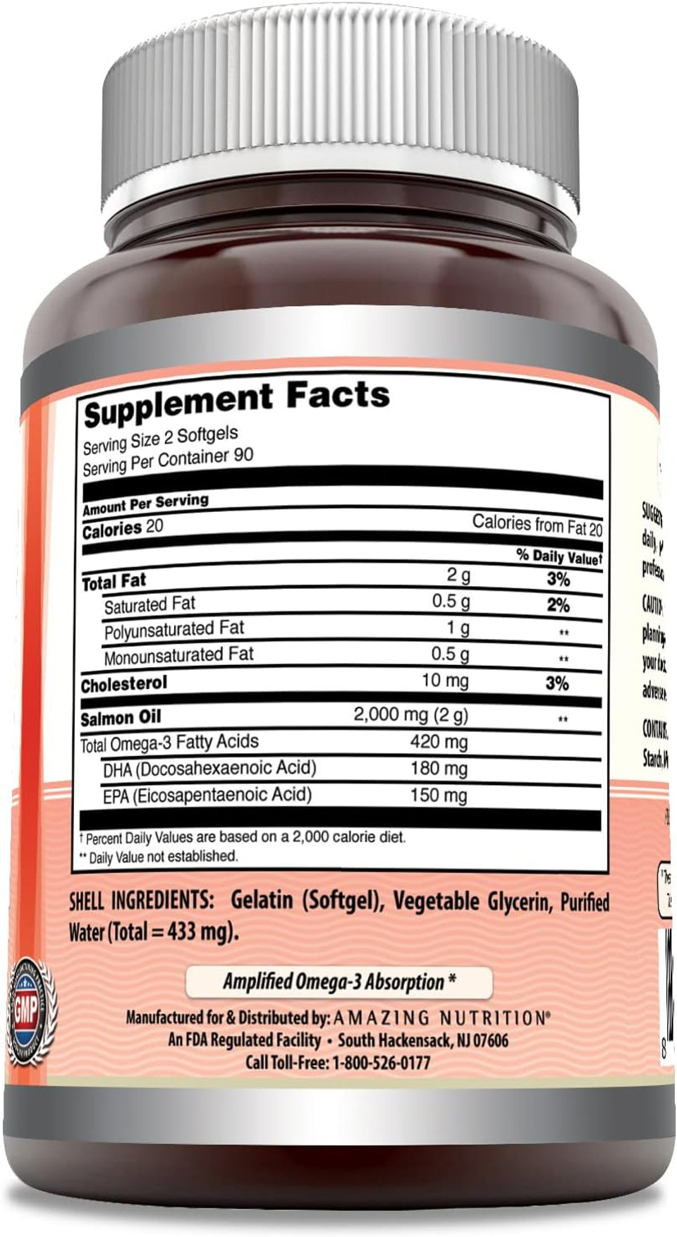 Amazing Omega Wild Alaskan Salmon Oil 2000Mg Per Serving 180 Softgels Supplement