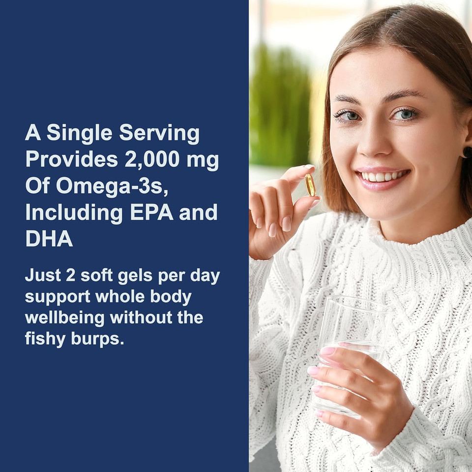 Carlson - Maximum Omega 2000, 2000 Mg Omega-3 Fatty Acids Including Epa And Dha, Wild-Caught, Norwegian Fish Oil Supplement, Sustainably Sourced Fish Oil Capsules, Lemon, 60 Softgels