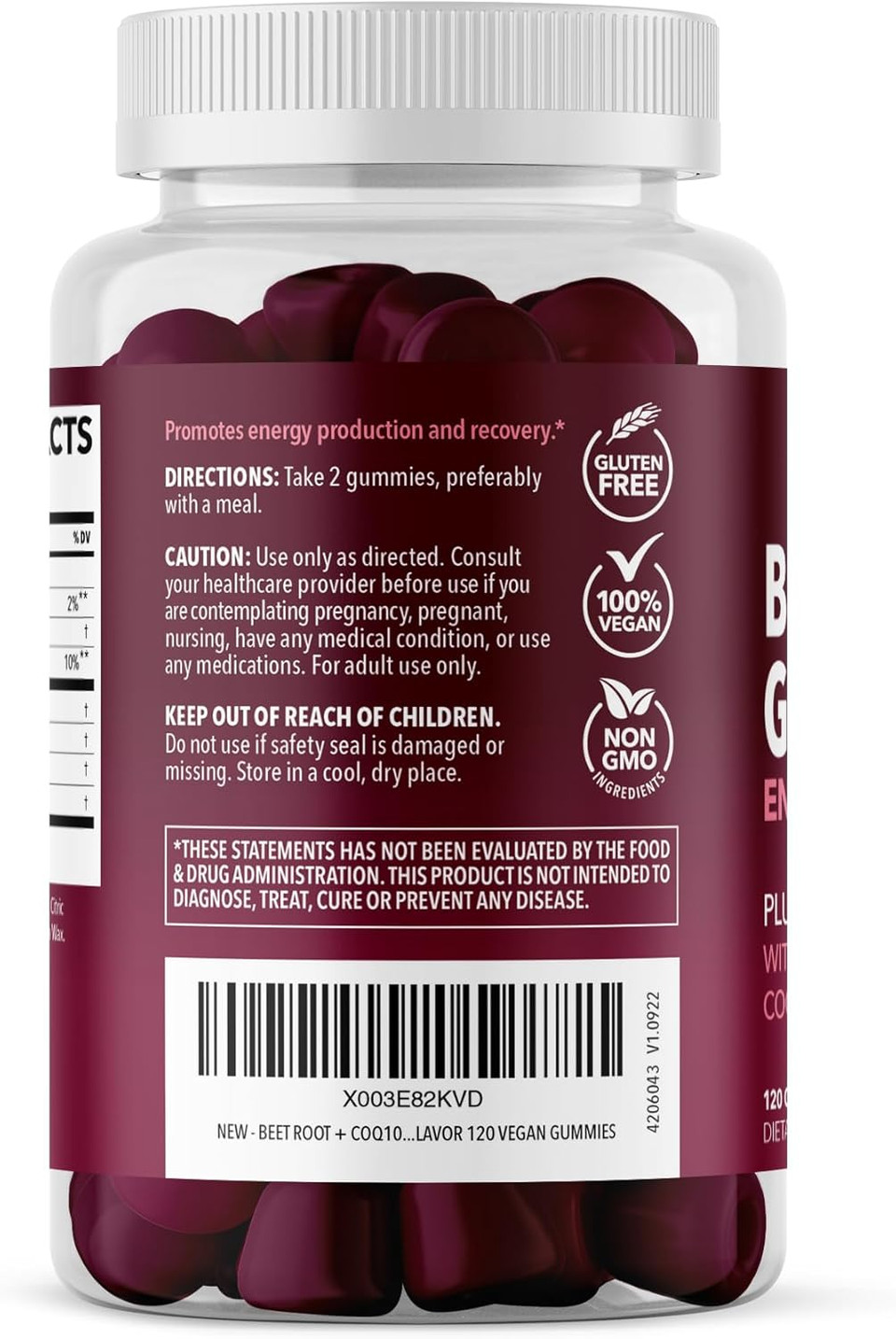 Beet Root Gummies With Coq10 & Pomegranate - Nitric Oxide Supplement For Men And Women - Beetroot For Endurance, Performance, Recovery - Vegan, Non-Gmo, Gluten Free - Mixed Berry Flavor, 120 Count