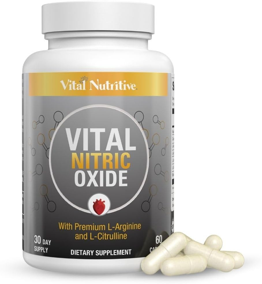 Vital Nitric Oxide Supplements For Men - Workout Booster Supplement For Men - Nitrous Oxide Boost Blood Flow, Blood Pressure, Energy & Workout Performance With L Arginine L Citruline-90 Days Supply