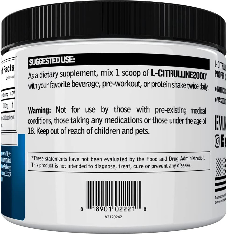 L-Citrulline2000 Nitric Oxide Pre Workout Powder - High Strength L Citrulline Powder For Enhanced Muscle Strength And Intense Pumps - Plant Based Nitric Oxide Booster - Unflavored
