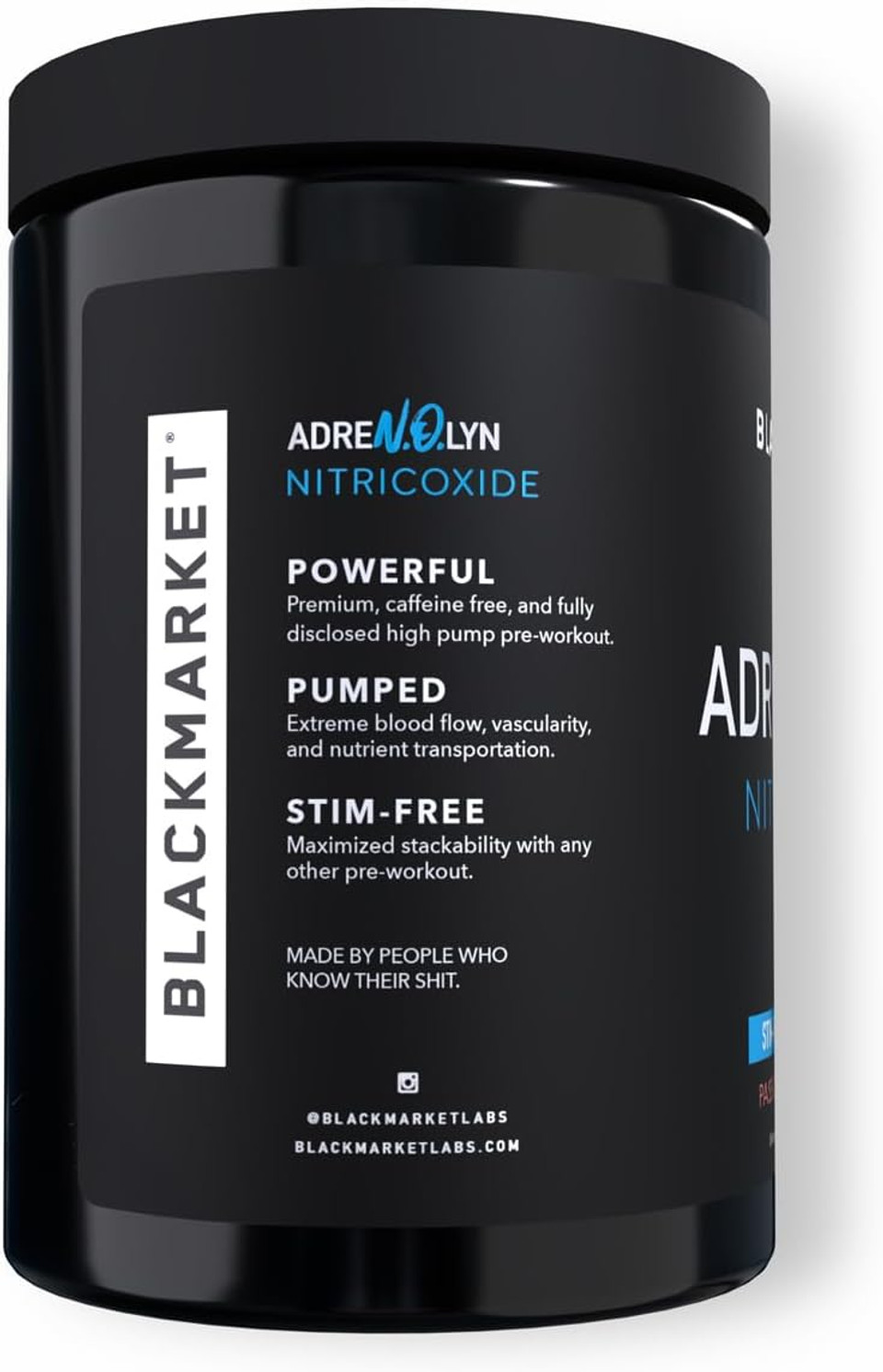 Blackmarket Adrenolyn Stim Free Pre Workout - Caffeine Free Flavored Powdered Drink Mix For Men & Women, Nitric Oxide Booster, Non Stimulant (Strawberry Lemonade, 25 Servings)