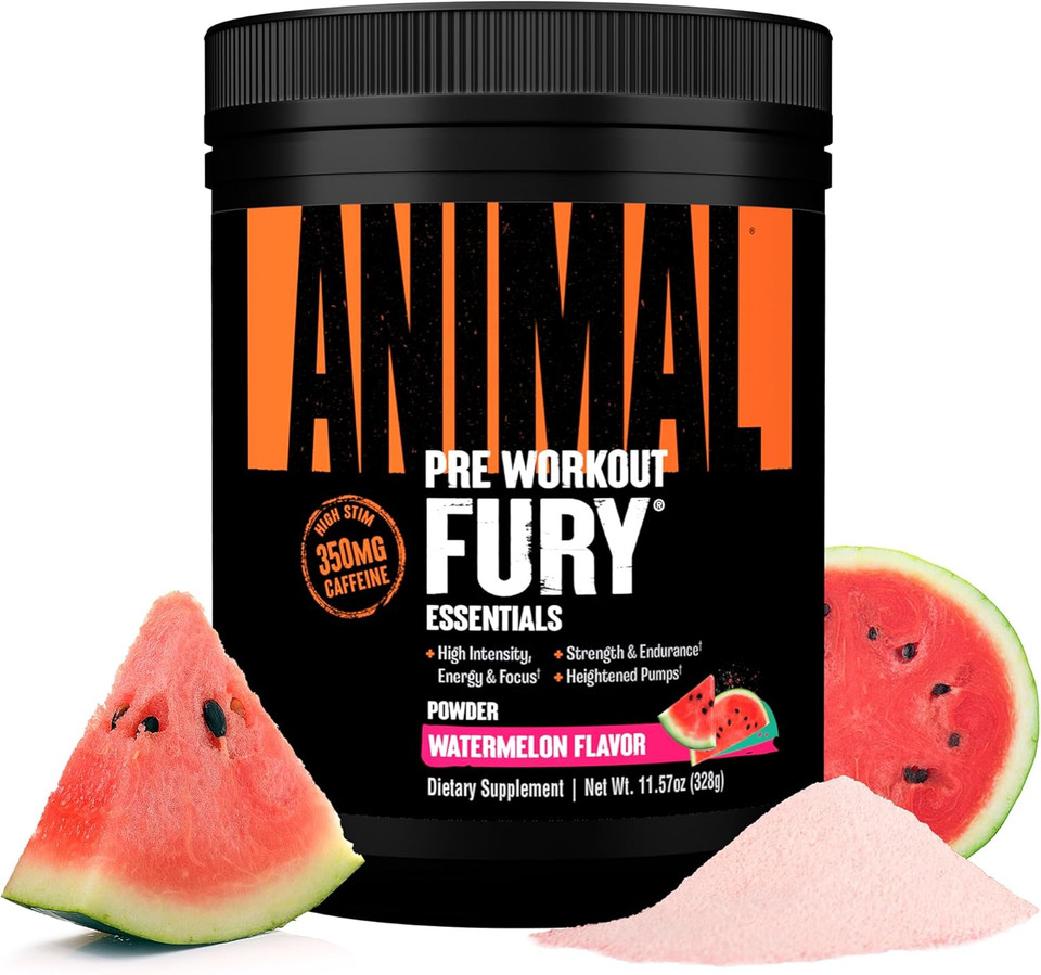 Animal Fury Pre Workout Powder - Green Apple, 350Mg Caffeine, Bcaa Amino Acids, 2G Beta Alanine, Citrulline & Tyrosine, Energy, Focus, Strength, Endurance, Preworkout For Men & Women, 30 Servings