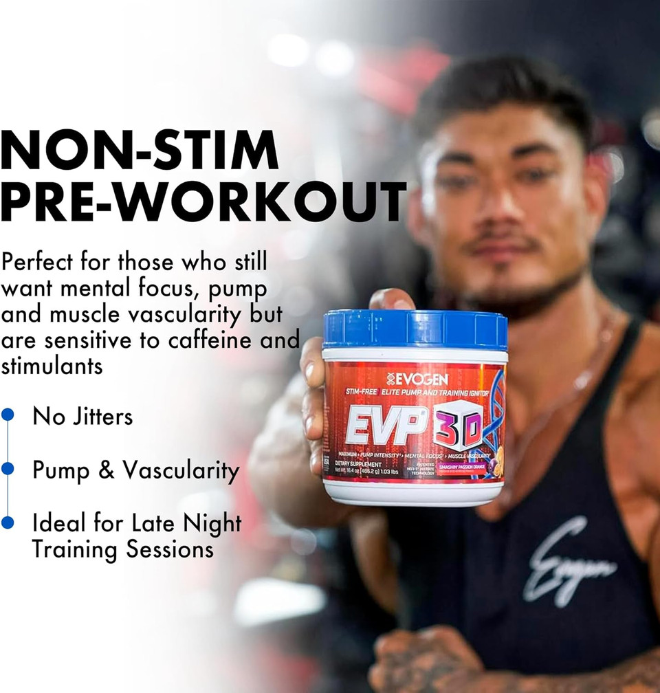 Evogen Evp 3D - Stim Free Pre Workout Powder For Men & Women | Sugar Free Non Stim Preworkout With Beta Alanine And Creatine For Energy & Pump | Orange | 40 Servings