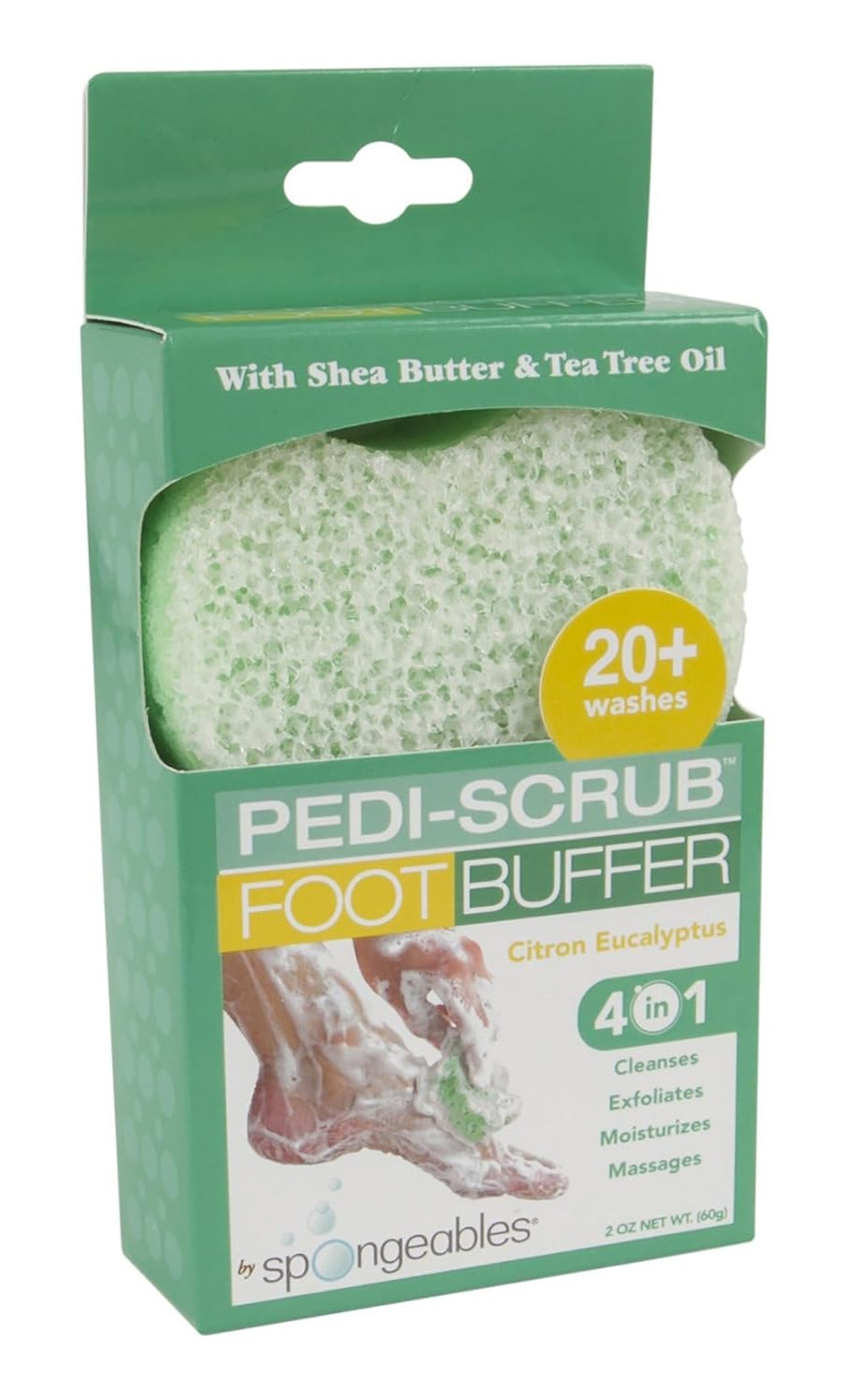 Spongeables Pedi Scrub Foot Buffer 20+, Citron Eucalyptus Aromatherapy, 2-Ounce (Pack Of 3), Pdb-1030-Amzcitron Eucalyptus