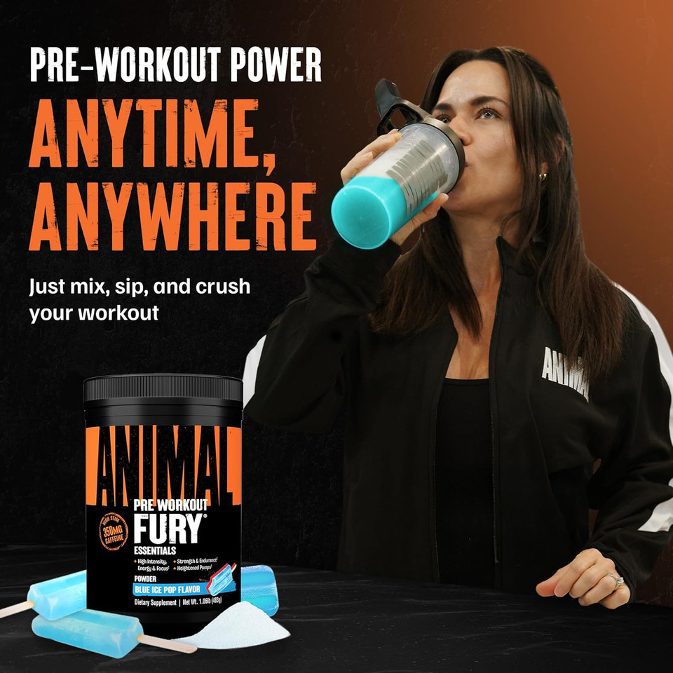 Animal Fury - Pre Workout Powder Supplement For Energy And Focus - 5G Bcaa, 350Mg Caffeine Nitric Oxide Without Creatine - Powerful Stimulant For Bodybuilders - Blue Raspberry