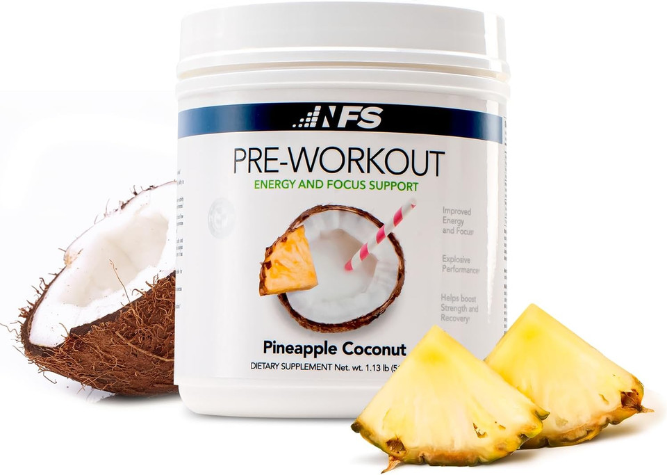 Nf Sports Pre-Workout - Supports Energy, Cognitive Function, Strength, And Muscular Endurance To Optimize Workouts Coconut Pineapple Flavor-25 Servings