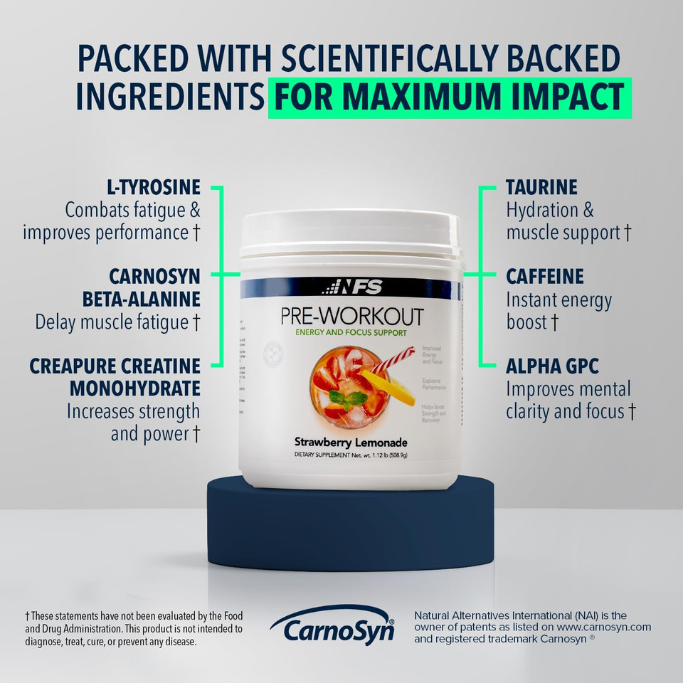 Nf Sports Pre-Workout - Supports Energy, Cognitive Function, Strength, And Muscular Endurance To Optimize Workouts Coconut Pineapple Flavor-25 Servings