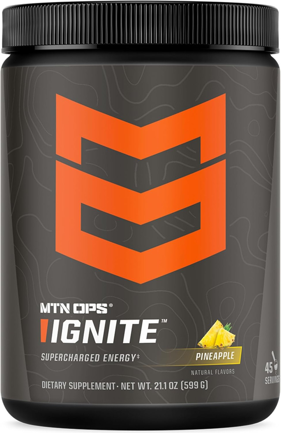Mtn Ops Ignite Energy Drink Powder, Gluten Free Nootropic Supplement Drink Mix, L Arginine, L Citrulline, Caffeine & Nootropic Sugar Free Drink Mix, 45 Servings, Bull Rush