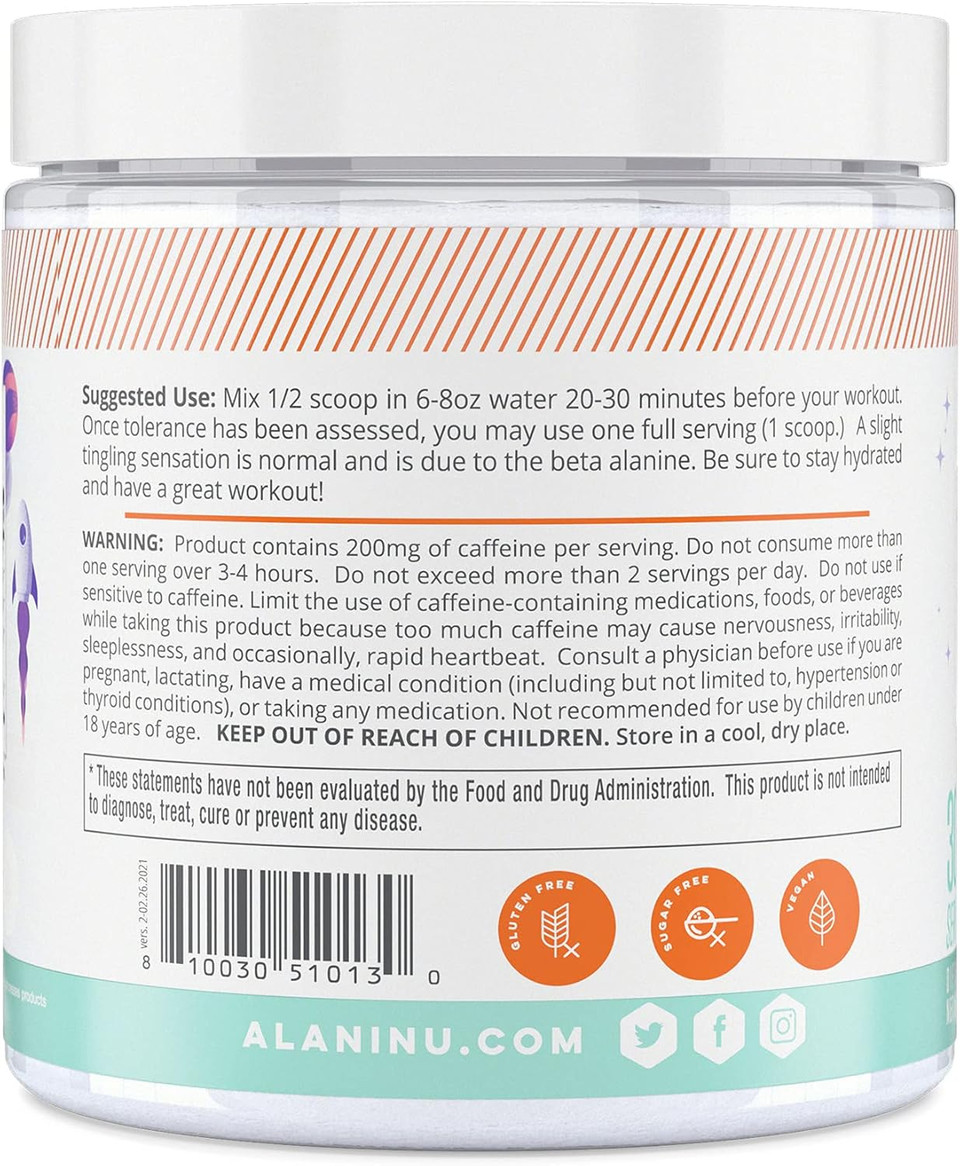 Alani Nu Pre Workout Powder Galaxy Lemonade | Amino Energy Boost | Endurance Supplement | Sugar Free | 200Mg Caffeine | L-Theanine, Beta-Alanine, Citrulline | 30 Servings