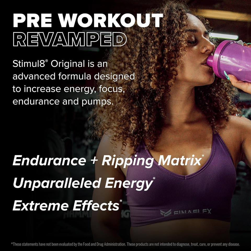 Finaflex Stimul8 Original Pre-Workout, Blue Raspberry - Energy, Strength & Endurance For Men & Women - With Caffeine, Beta-Alanine & Vitamin C - 35 Servings