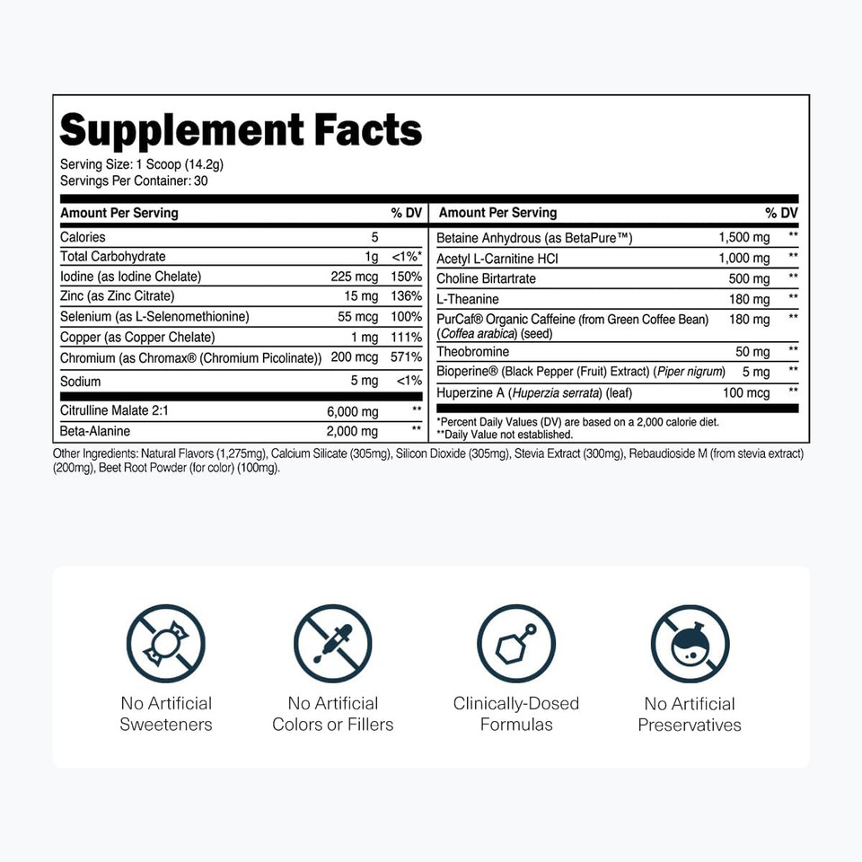 Transparent Labs Lean Pre-Workout - Body Recomposition Pre Workout For Men And Women With Acetyl L-Carnitine, Beta Alanine Powder, & Purcaf Organic Caffeine Powder - 30 Servings, Blue Raspberry