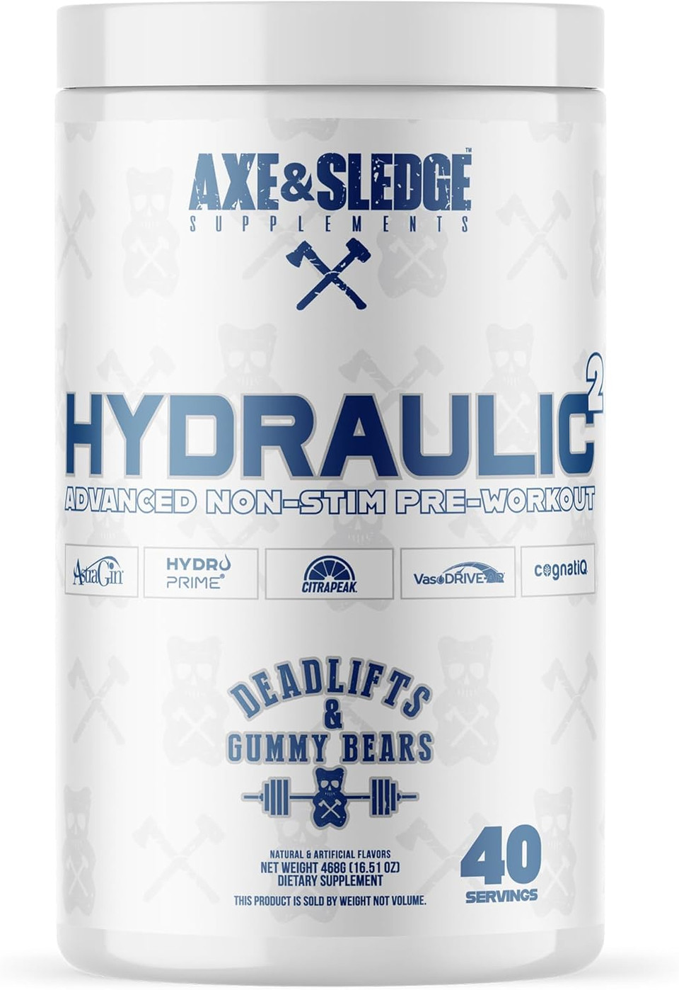 Axe & Sledge Hydraulic Stim-Free Pre-Workout Powder For Men & Women | Performance, Stamina, Focus, Pumps | L-Citrulline, Beta Alanine, Creatine, Caffeine-Free, Deadlifts & Gummy Bears