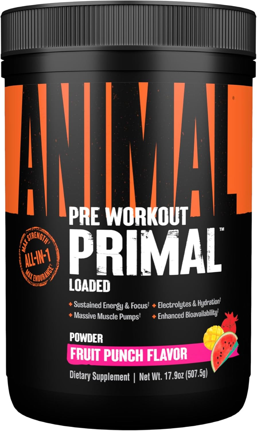 Animal Primal Muscle Hydration + Preworkout Powder  Contains Beta Alanine, 3Dpump, Caffeine & Electrolytes  Improves Energy, Focus, Endurance & Absorption  New Candy CrushD Flavor, 17.8 Oz