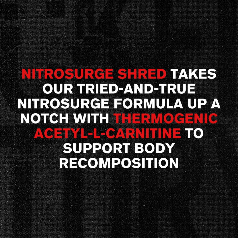 Jacked Factory Nitrosurge Shred Pre Workout Supplement - Energy Booster, Instant Strength Gains, Sharp Focus, Powerful Pumps - Nitric Oxide Booster & Preworkout Powder - 30Sv, Watermelon