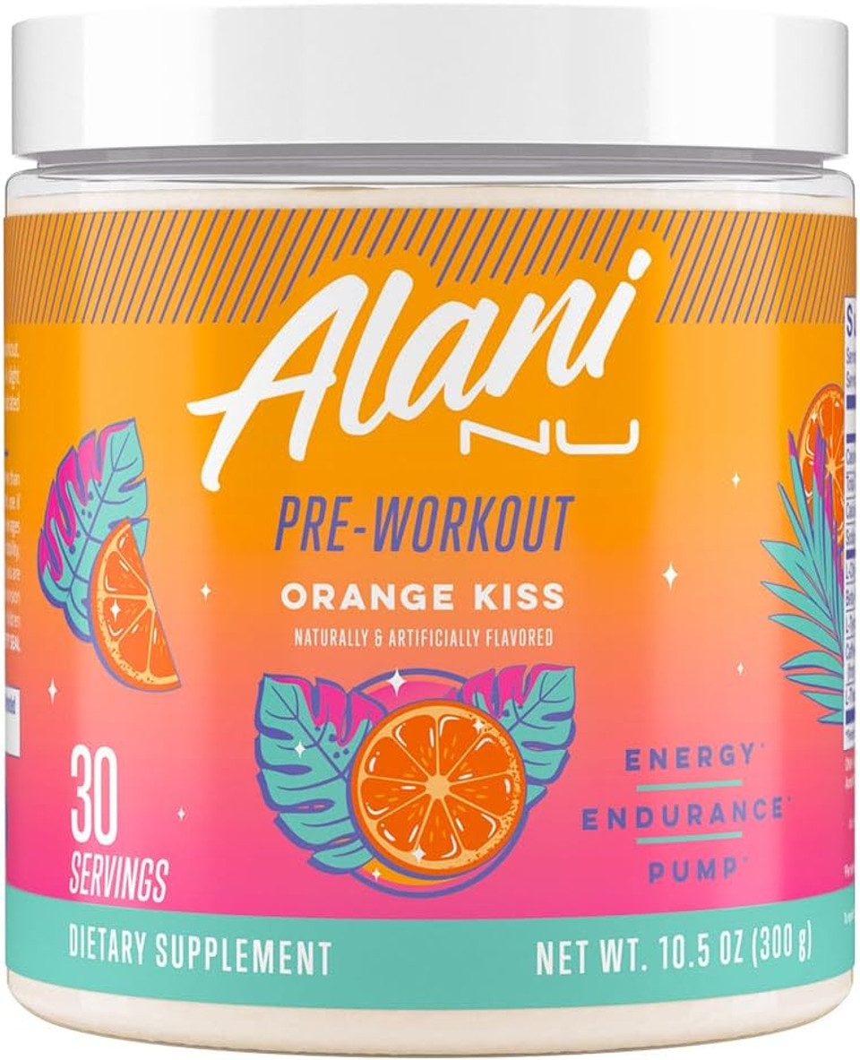 Alani Nu Pre Workout Powder Orange Kiss, Amino Energy Boost, Endurance Supplement, Sugar Free, 200Mg Caffeine, L-Theanine, Beta-Alanine, Citrulline, 30 Servings
