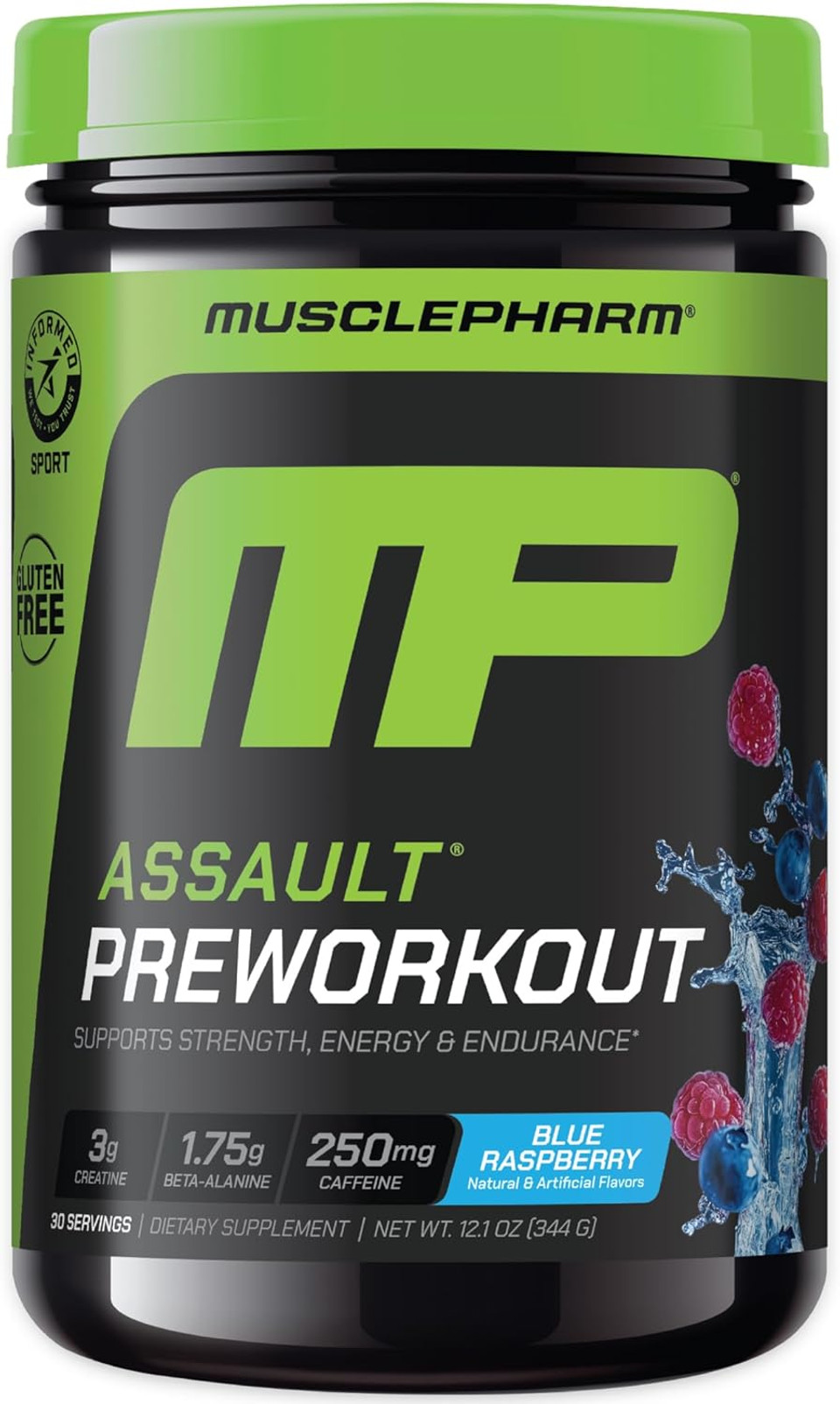 Muscle Pharm Assault Energy & Strength Pre Workout Powder For Men & Women With Beta Alanine, Caffeine, Creatine & Betaine Anhydrous, Pre-Workout Supplements, 30 Servings, Fruit Punch Flavor