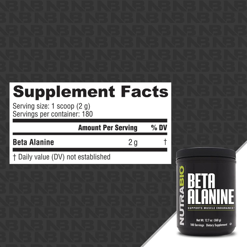 Nutrabio Beta Alanine Pre-Workout Supplement - Beta Alanine Powder- 360G Powder