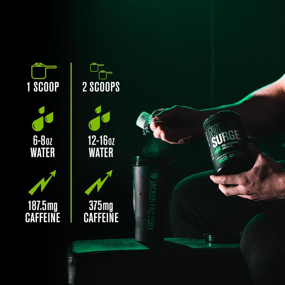 Jacked Factory Nitrosurge Max High Performance Pre Workout Powder - Pre Workout W/Nootropic Ingredients For Intense Focus, Pumps, Smooth Energy, Endurance - 40 Servings, Cherry Bomb Jacked Factory Nitrosurge Max High Performance Pre Workout Powder - Pre Workout W/Nootropic Ingredients For Intense Focus, Pumps, Smooth Energy, Endurance - 40 Servings, Cherry Bomb